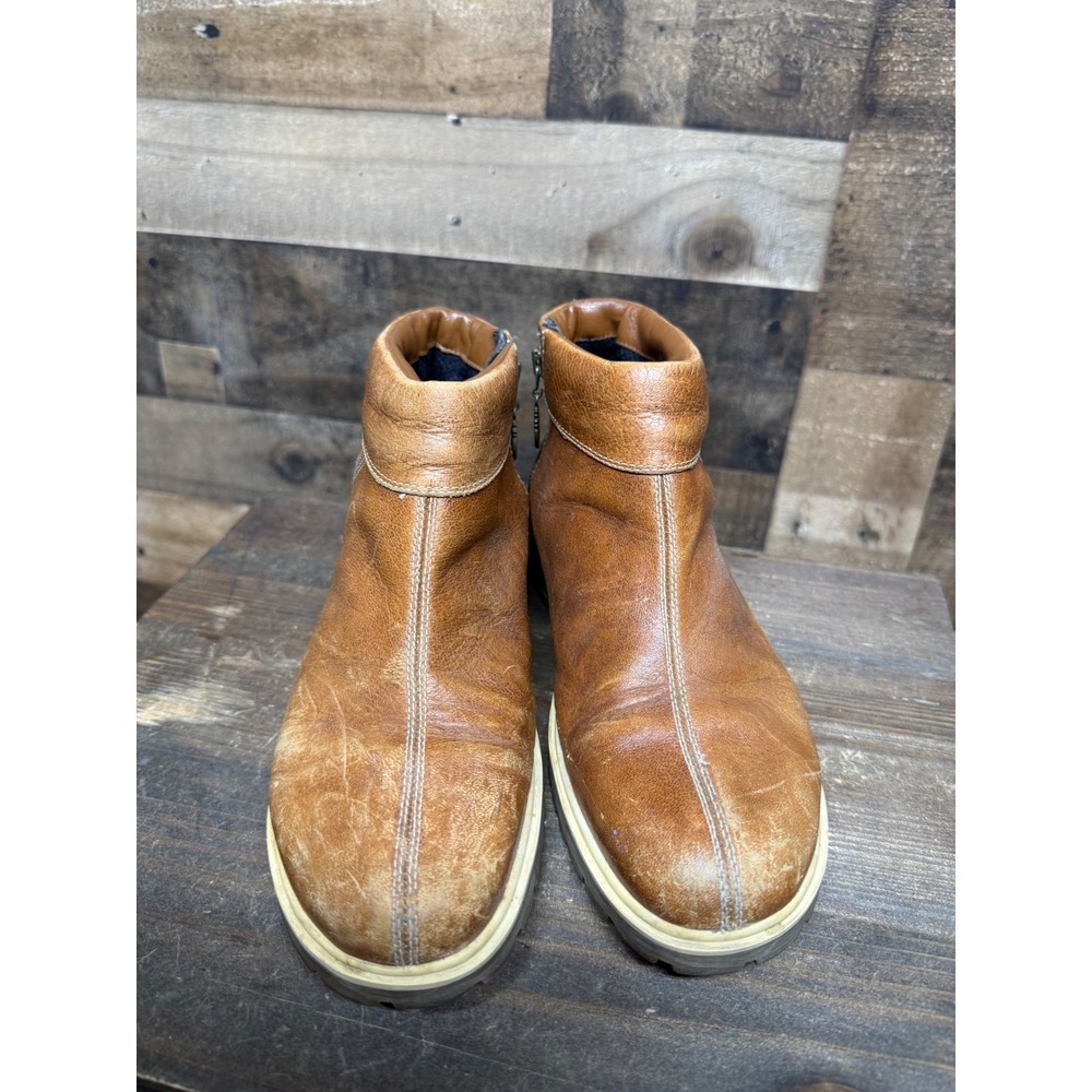 Timberland Brown Leather Side Zip Ankle Boots Lug Sole Womens Size 8 - Picture 5 of 9